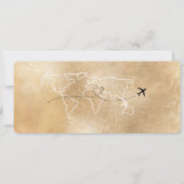 日付を保存 航空券 シンプル 世界地図 招待状 (裏面)