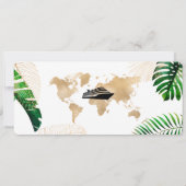 日付を保存 航空券 世界地図 クルーズ 招待状 (裏面)