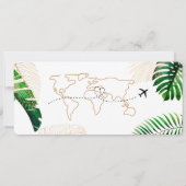 日付を保存 航空券 世界地図 ビーチの写真 招待状 (裏面)