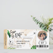 日付を保存 航空券 世界地図 ビーチの写真 招待状 (スタンド正面)