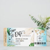 日付を保存 航空券 世界地図 ビーチ Invita 招待状 (スタンド正面)