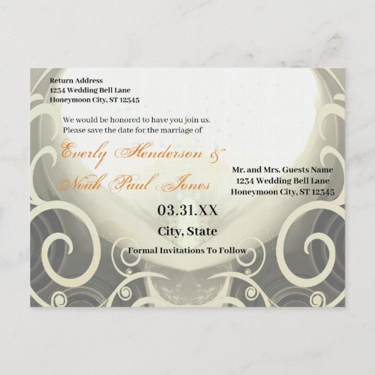 日付を保存 – 青い鳥とタンカラリリー 案内ポストカード (裏面)