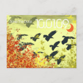 日付を保存 – 鳥の葉の渦巻き 案内ポストカード (正面)