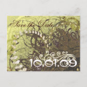 日付を保存 黄色と茶色のハート 案内ポストカード (正面)