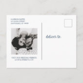 "日付を保存" - Dusty Blue & Dark Red 案内ポストカード (裏面)