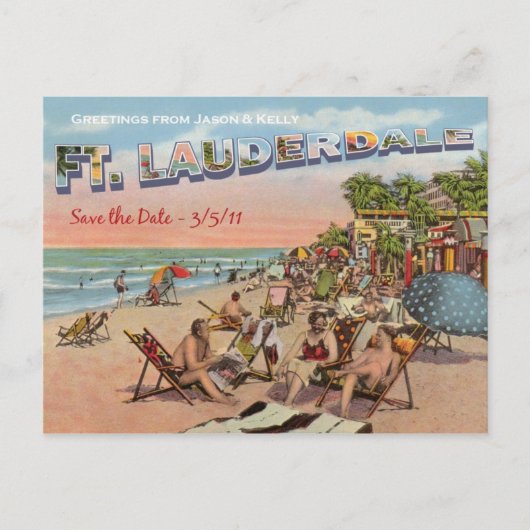 日付を保存 – Ft.ローダーデール 案内ポストカード (正面)
