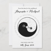 日付を保存b/w YinYang dovesの結婚カード セーブザデート (正面)