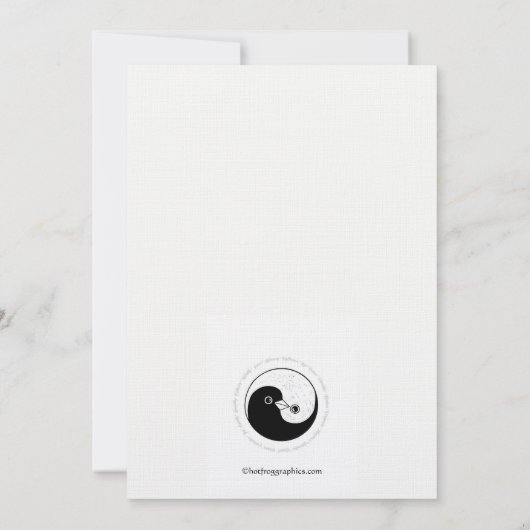 日付を保存b/w YinYang dovesの結婚カード セーブザデート (裏面)