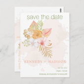 日付を保存Bohoフローラピンク ポストカード (正面/裏面)