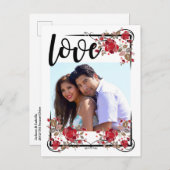 日付を保存Boho愛とバラ写真Poscard 案内ポストカード (正面/裏面)