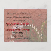 日付を保存Burgundyハート- 案内ポストカード (裏面)