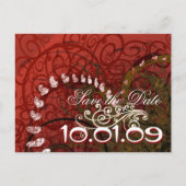 日付を保存Burgundyハート- 案内ポストカード (正面)