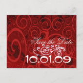 日付を保存Burgundyハート- 案内ポストカード (正面)