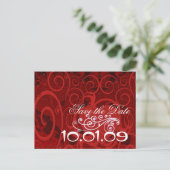 日付を保存Burgundyハート- 案内ポストカード (スタンド正面)