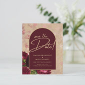 日付を保存Burgundyバラ赤ヴィンテージフローラ (スタンド正面)