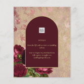 日付を保存Burgundyバラ赤ヴィンテージフローラ (裏面)