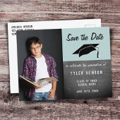 日付を保存Chalkboard少年の写真卒業 案内ポストカード