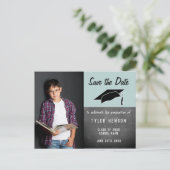 日付を保存Chalkboard少年の写真卒業 案内ポストカード (スタンド正面)