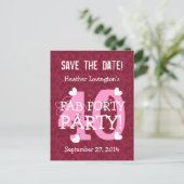 日付を保存FAB 40誕生日パーティーV09ワインレッド 案内ポストカード (スタンド正面)