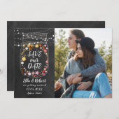 日付を保存Mason Jar String Lights Boho Photo セーブザデート (正面/裏面)