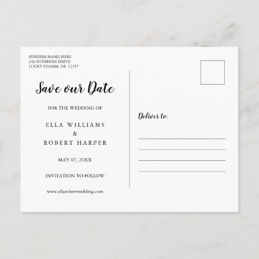 日付を保存Mason Jar String Lights Boho Photo 案内ポストカード (裏面)