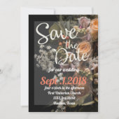 日付を保存moodyフローラ、オレンジ色の白いフローラ 招待状 (正面)