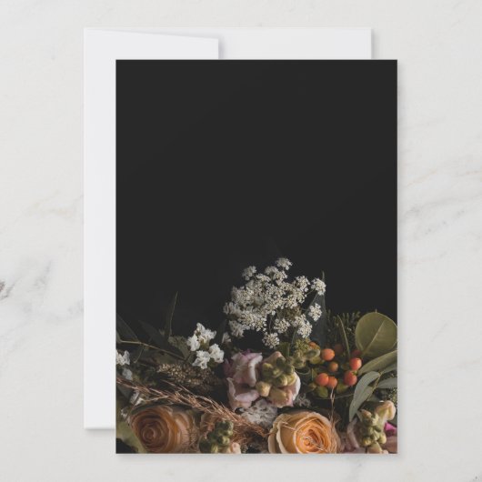 日付を保存moodyフローラ、オレンジ色の白いフローラ 招待状 (裏面)