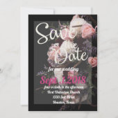 日付を保存moodyフローラ、バーガンディ白いフローラ 招待状 (正面)