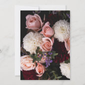 日付を保存moodyフローラ、バーガンディ白いフローラ 招待状 (裏面)