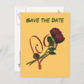 日付を保存Red Rosesハート花はがき 案内ポストカード (正面/裏面)