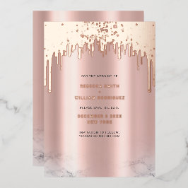 日付を保存Rosegoldグリッタードリップホイルカード 箔シーズンカード