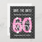 日付を保存SASSY 60誕生日パーティーV06A PINK 案内ポストカード (正面/裏面)