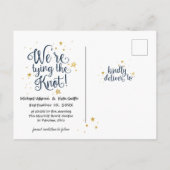 日付を保存Starry Night Navy Watercolor金ゴールド| 案内ポストカード (裏面)