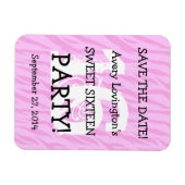 日付を保存Sweet 16誕生日V05 PINK ZEBRA マグネット (横)