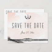 日付を保航海の存はがき水彩桃 案内ポストカード (正面/裏面)