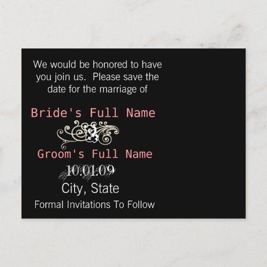 日付を写真と一緒にピンクとグレーで保存 案内ポストカード (裏面)