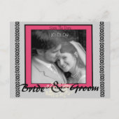 日付を写真と一緒にピンクとグレーで保存 案内ポストカード (正面)