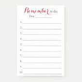 日付を含むリストオーガナイザーを忘れずに実行する ポストイット (正面)