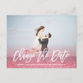 日付を変更する書道グリッターピンクの写真 案内ポストカード