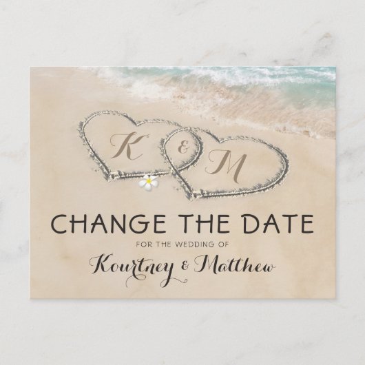 日付を変更する熱帯ビーチハートショア 案内ポストカード (正面)