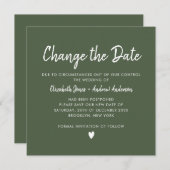 日付を変更する モダン カリグラフィー 緑 案内状 (正面/裏面)