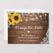 日付を変更する ラスティック サンフラワー ストリング ライトレース ポストカード (正面/裏面)