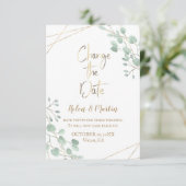 日付を変更 グリーン ウォーターカラー ゴールドフレーム 招待状 (スタンド正面)