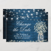 日付を変更 ベビーズブレス ストリング ライト ラスティック 招待状 (正面/裏面)