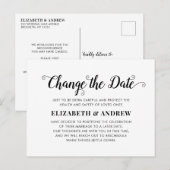 日付を変更 ミニマル モダン カリグラフィー 案内ポストカード (正面/裏面)