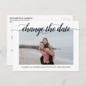 日付を変更 現代のエレガントなタイポグラフィーの写真 案内ポストカード (正面/裏面)