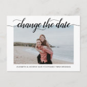 日付を変更 現代のエレガントなタイポグラフィー写真 案内ポストカード (正面)