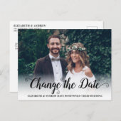 日付を変更 現代カリグラフィー スクリプト フォト 案内ポストカード (正面/裏面)