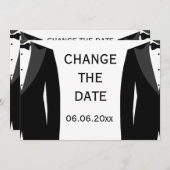 日付を変更 黒白同性婚ウェディング セーブザデート (正面/裏面)