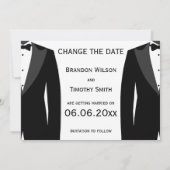 日付を変更 黒白同性婚 ウェディング セーブザデート (裏面)